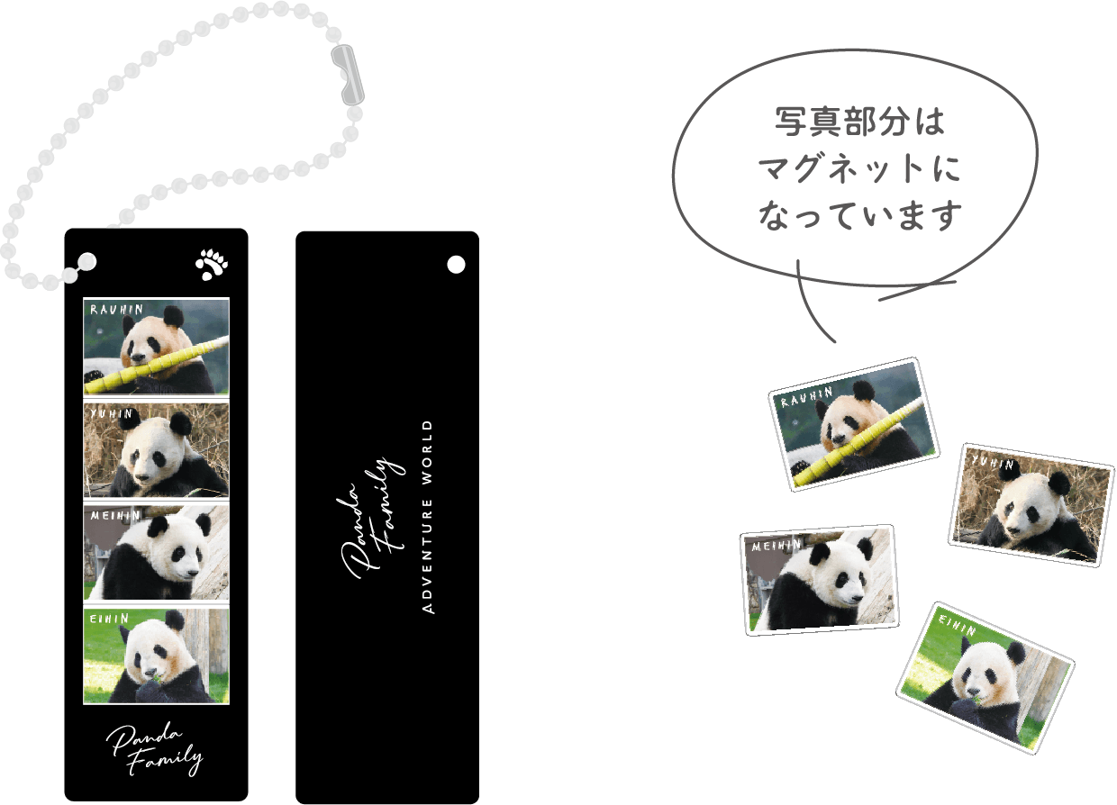 フォトグレイキーホルダー 写真部分はマグネットになっています